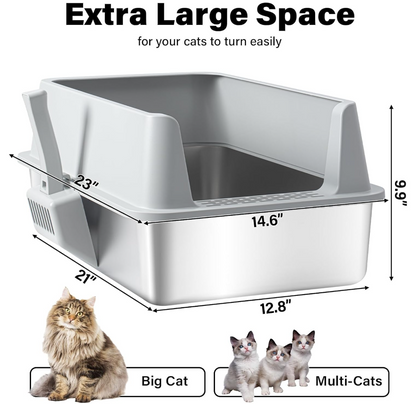 Stainless Steel Cat Litter Box – Durable & Hygienic